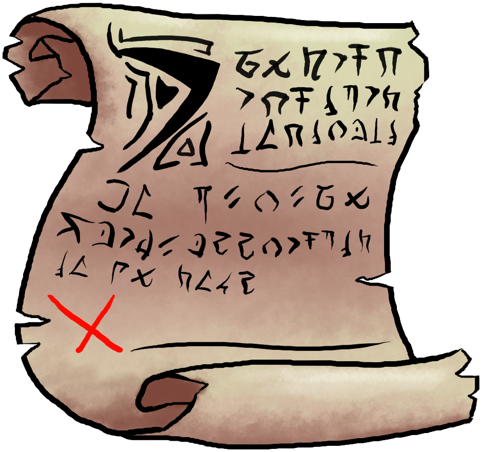 A parchment inscribed in a fantasy language.