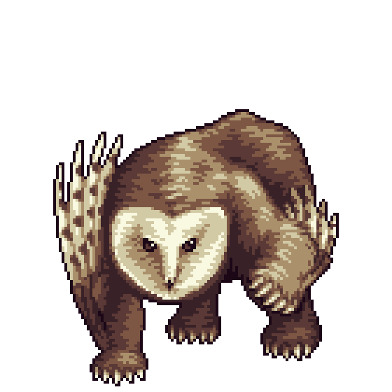 This creature has the body of a bear but the face of an owl.